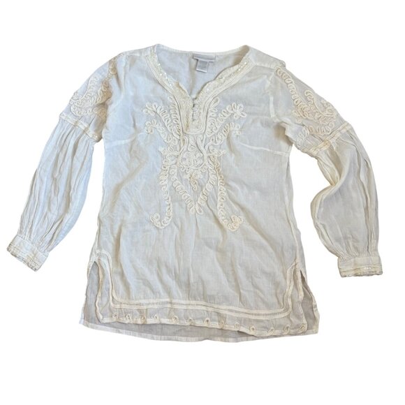 Soft Surroundings Off white Cream Embroidered Tunic Top M - Picture 1 of 11